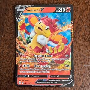 Pokemon Simisear V Red Yellow Blue Holo Card